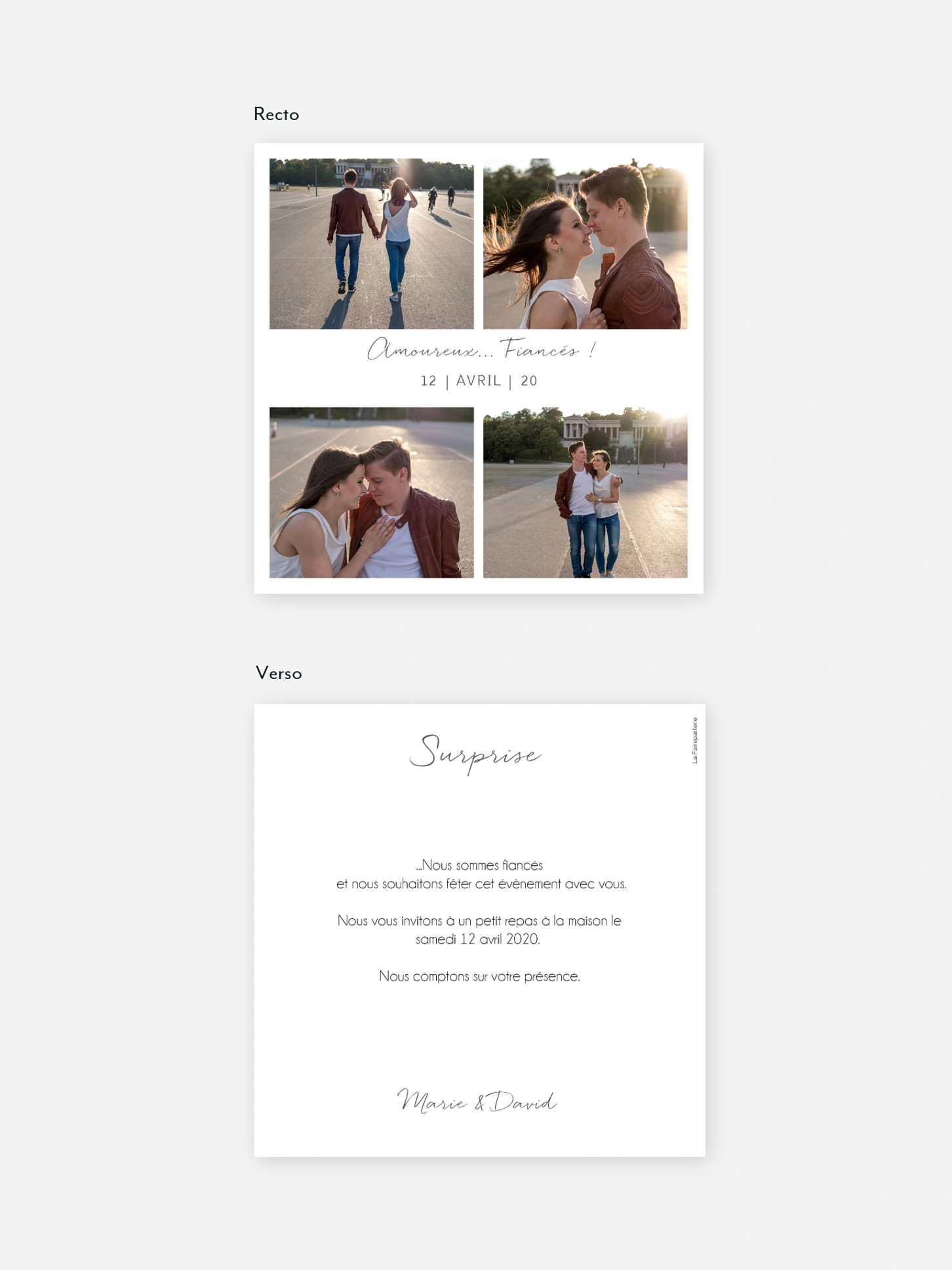 Faire-part fiançailles Multi-photos I