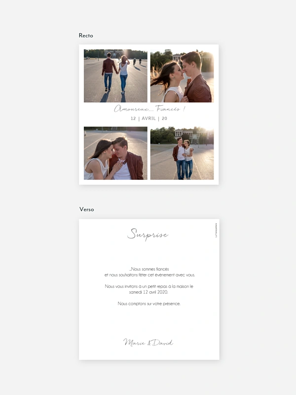 Faire-part fiançailles Multi-photos I