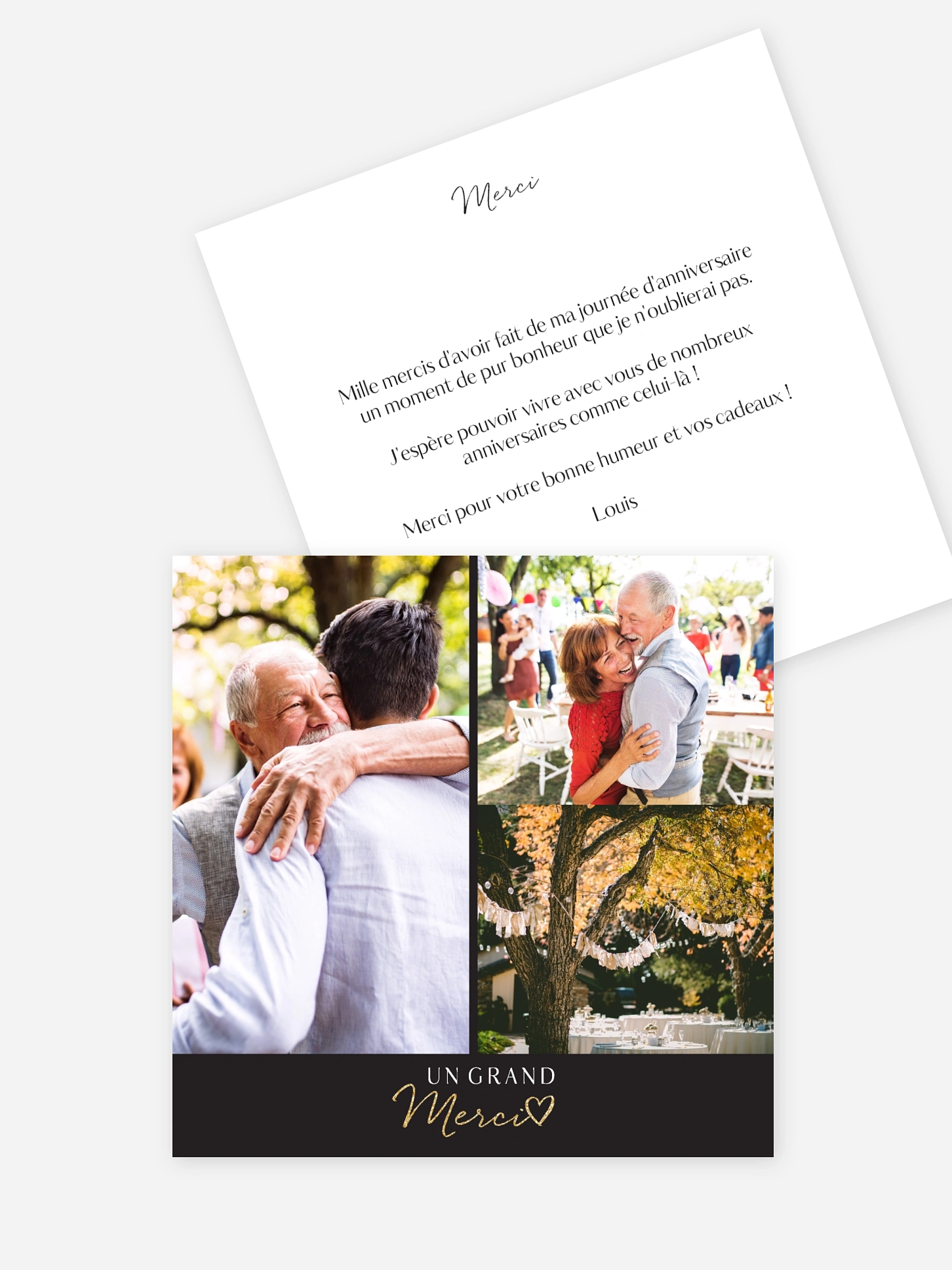 Carte remerciement anniversaire Multi-photos II