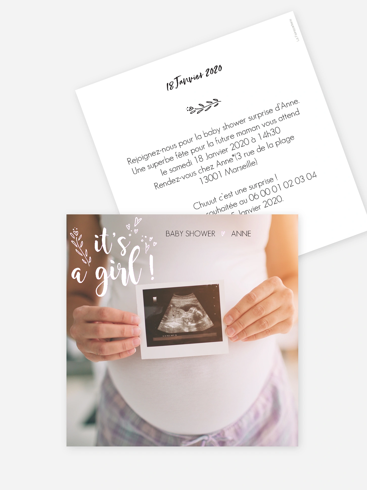 Invitation baby shower Little girl - dorure