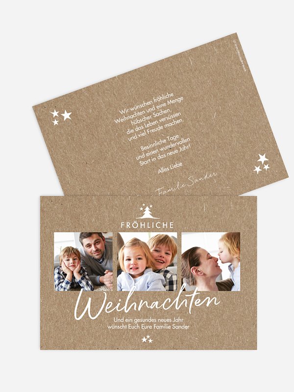 Weihnachtskarte Weihnachtswünsche Kraftpapier