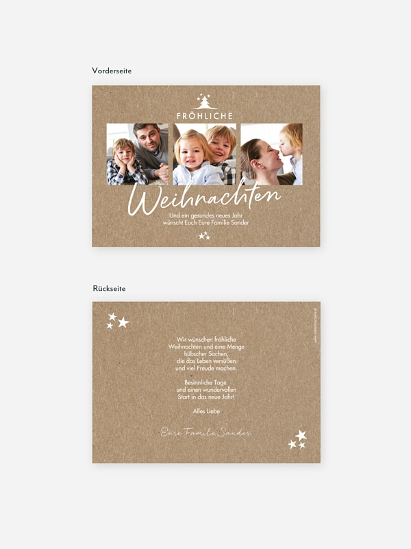 Weihnachtskarte Weihnachtswünsche Kraftpapier