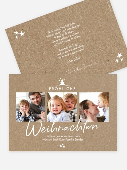 Weihnachtskarte Weihnachtswünsche Kraftpapier