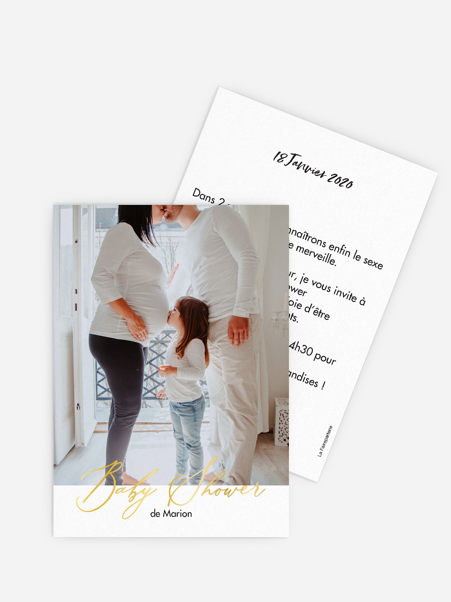 Invitation baby shower Un nouveau venu - dorure