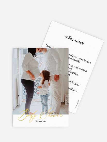 Invitation baby shower Un nouveau venu - dorure