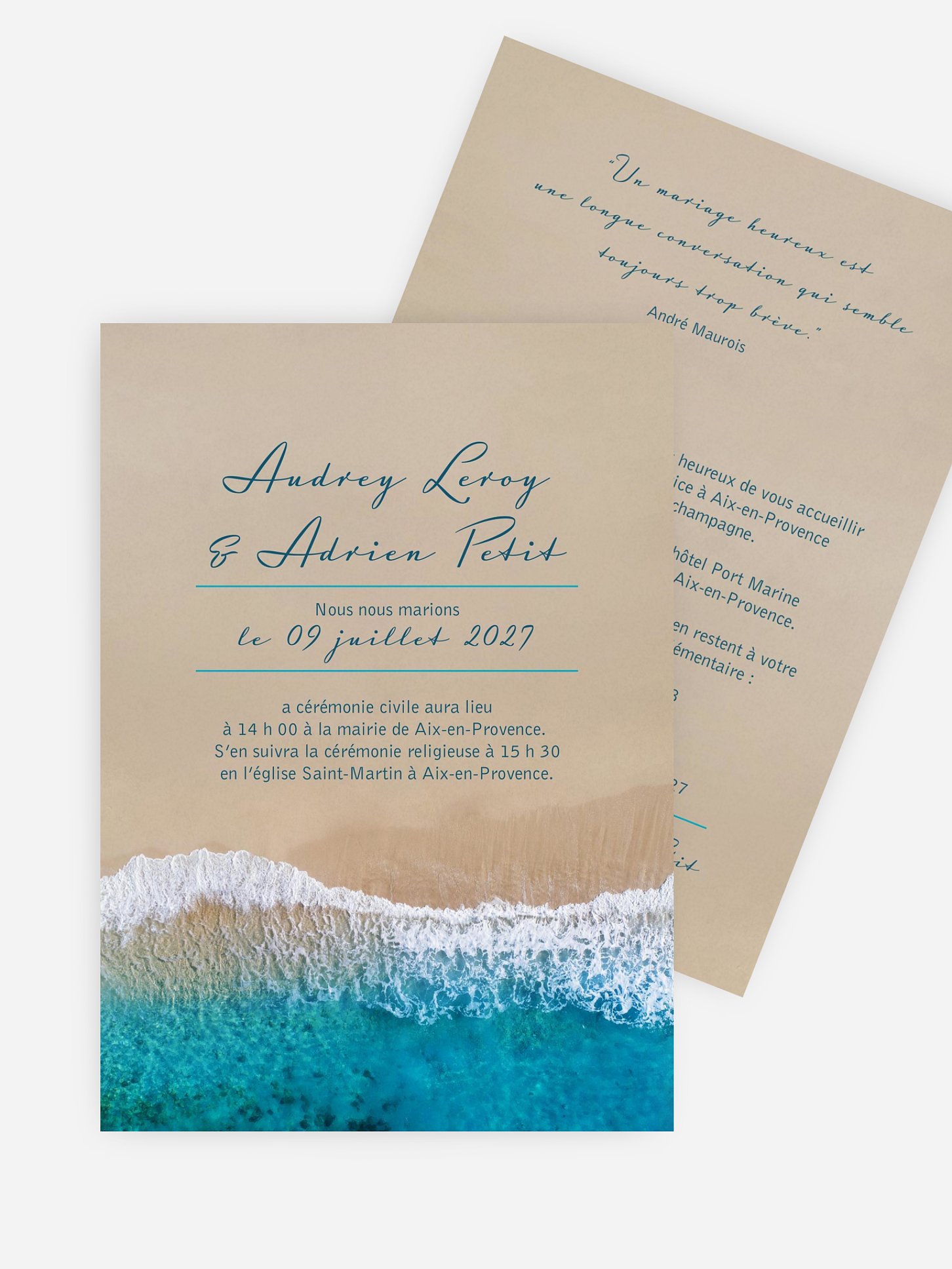 Faire-part mariage Écume de mer