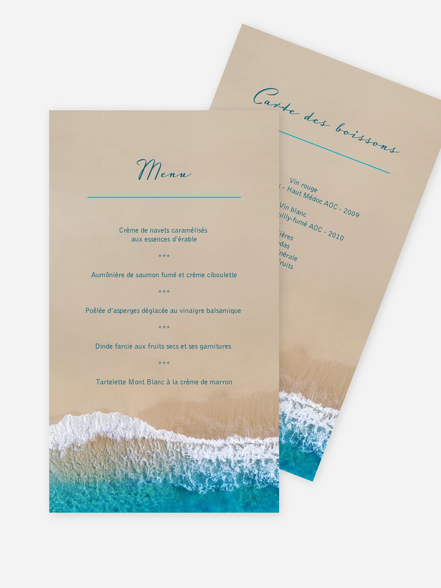 Menu mariage Écume de mer