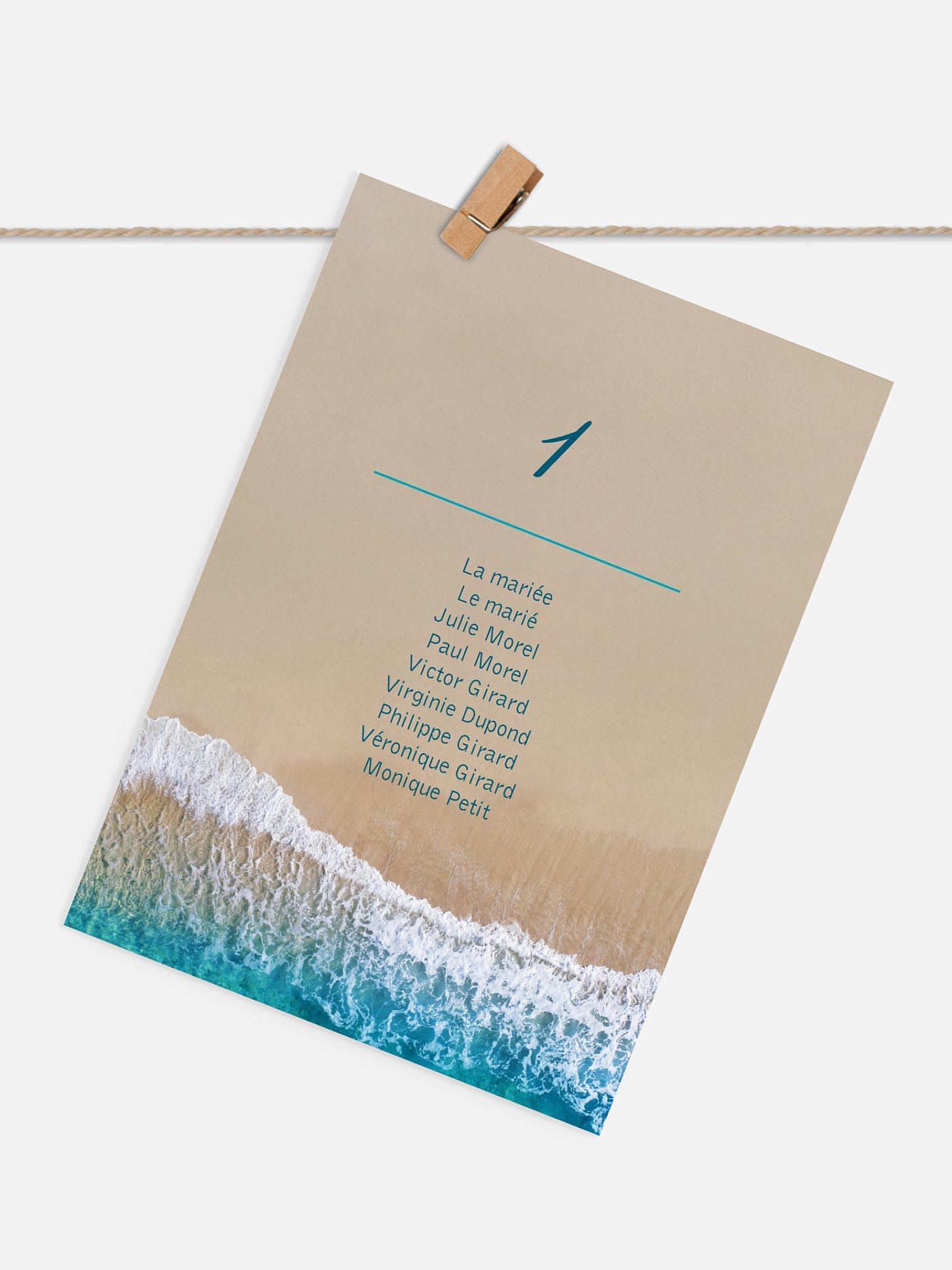 Cartons plan de table mariage Écume de mer
