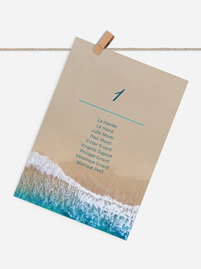 Cartons plan de table mariage Écume de mer