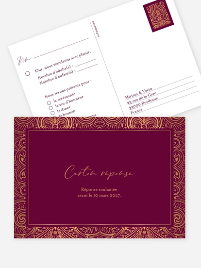 Carton réponse Palais oriental