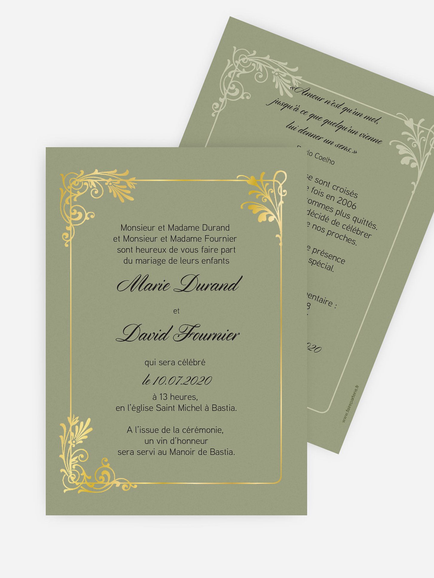 Faire-part mariage Cadre d'or