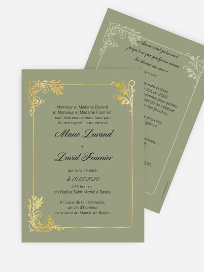 Faire-part mariage Cadre d'or