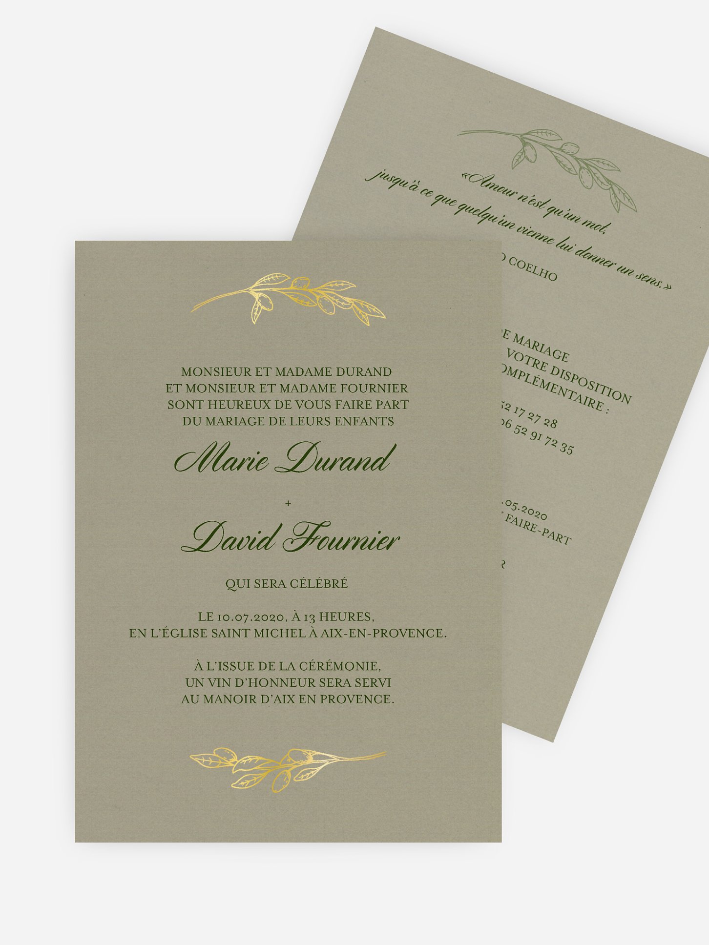 Faire-part mariage Olives chic
