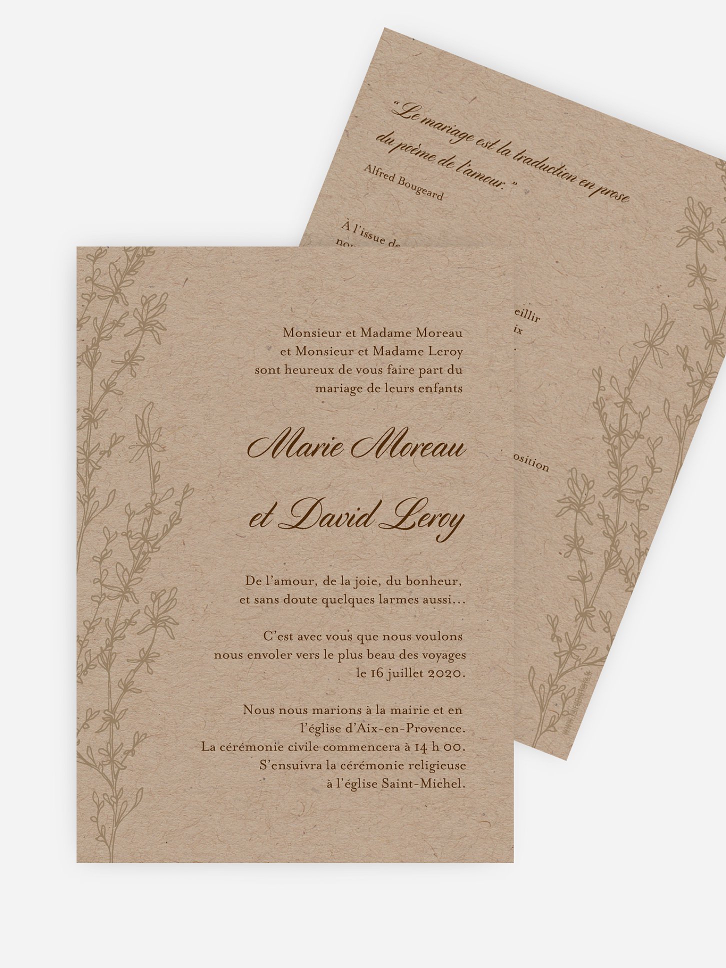 Faire-part mariage Herbier