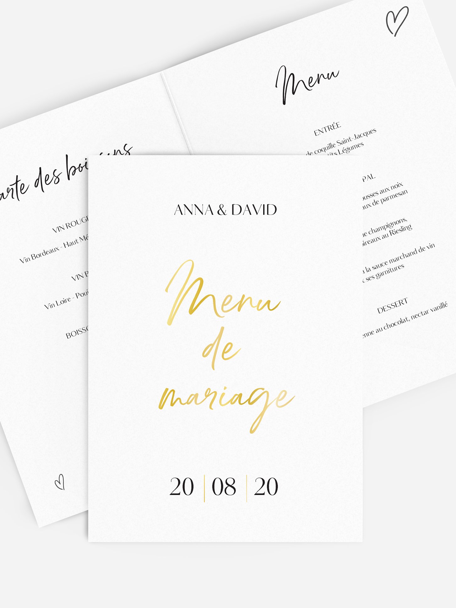 Menu mariage Just chic