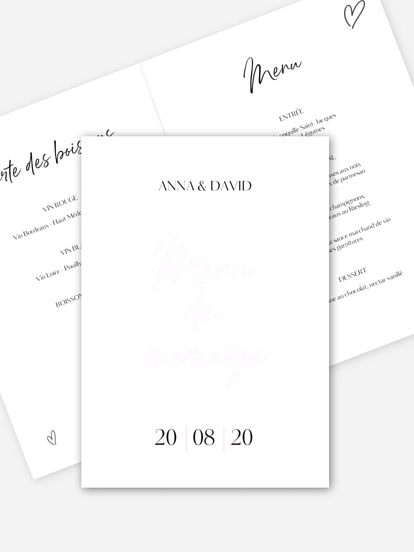 Menu mariage Just chic