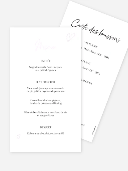 Menu mariage Just chic