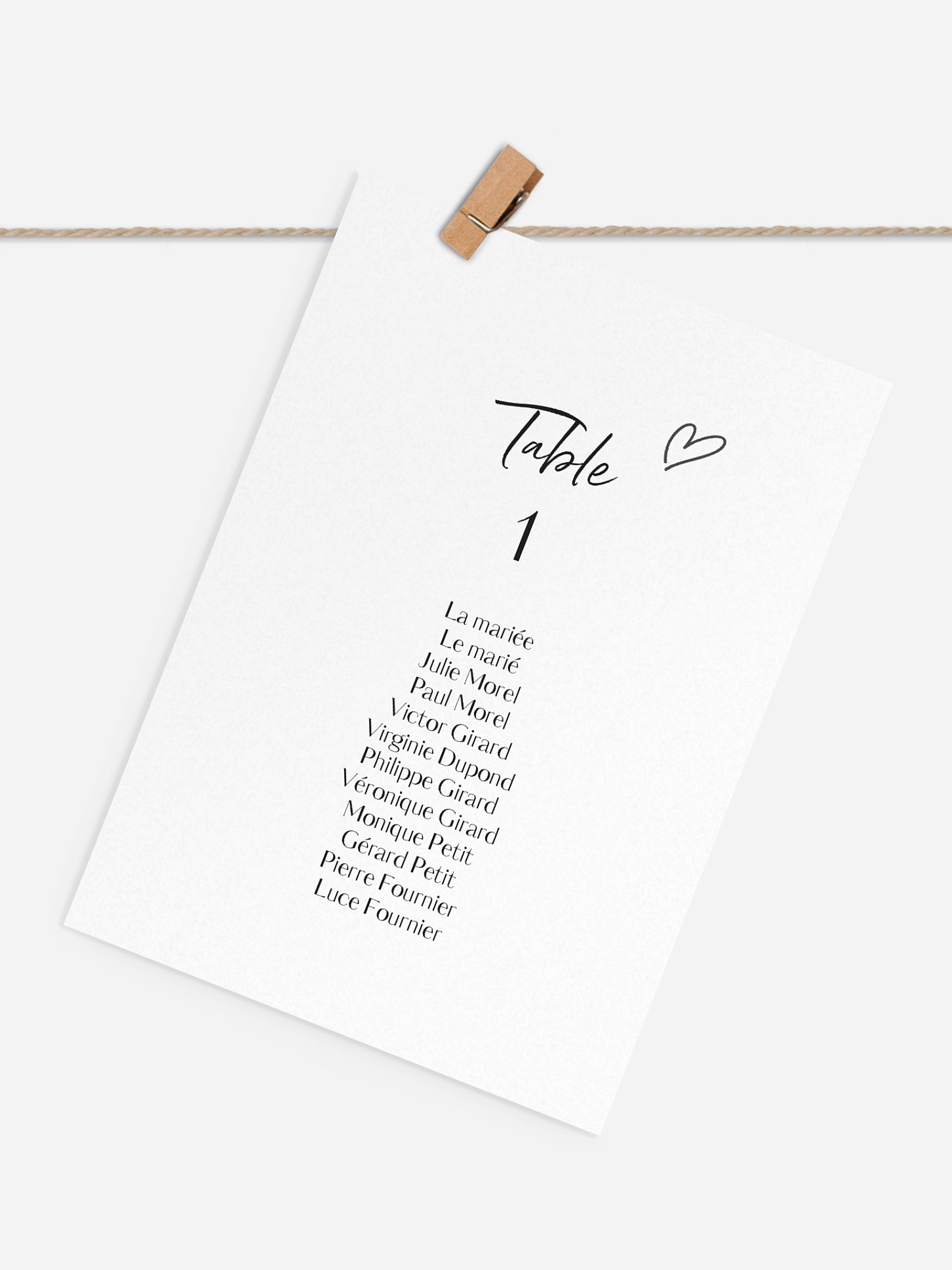Cartons plan de table mariage Just chic