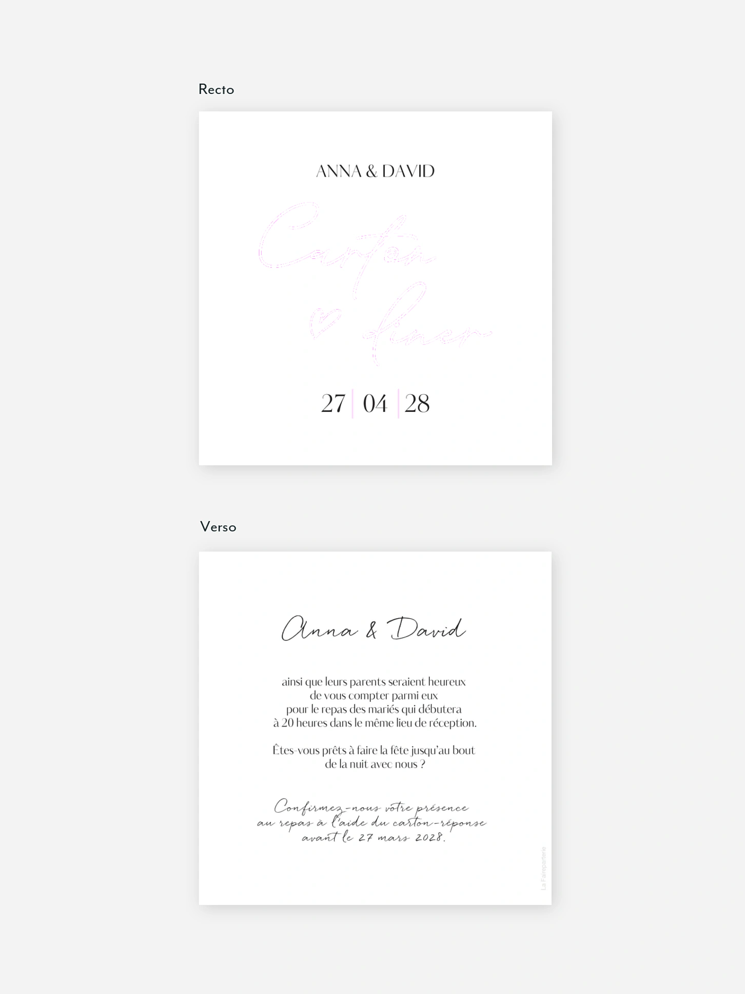 Carton d'invitation Just chic