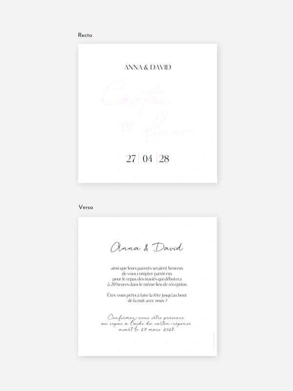 Carton d'invitation Just chic