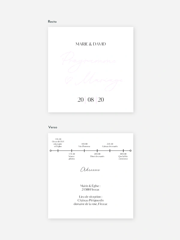 Programme mariage Just chic