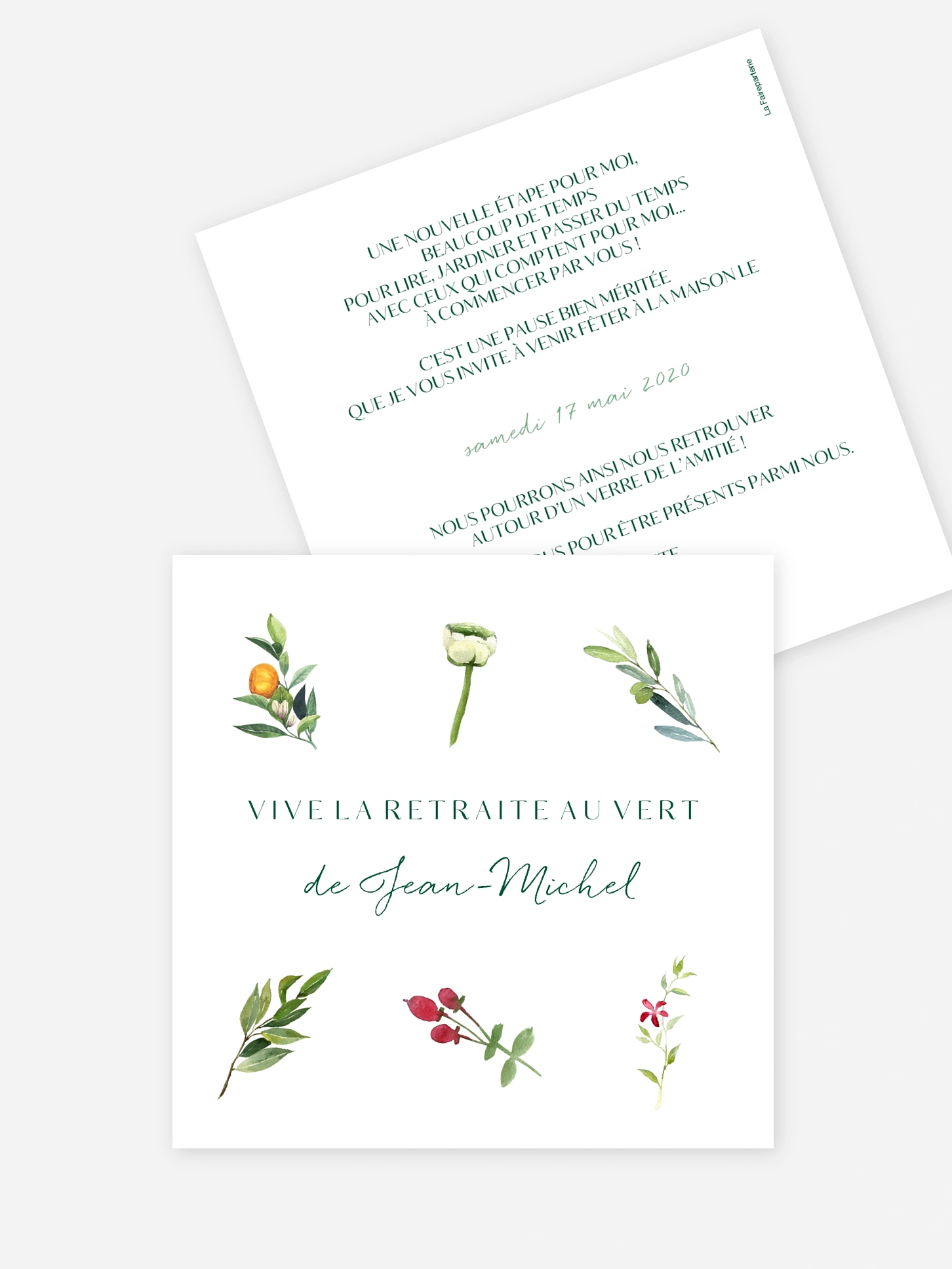 Carte invitation départ retraite Retraite au vert