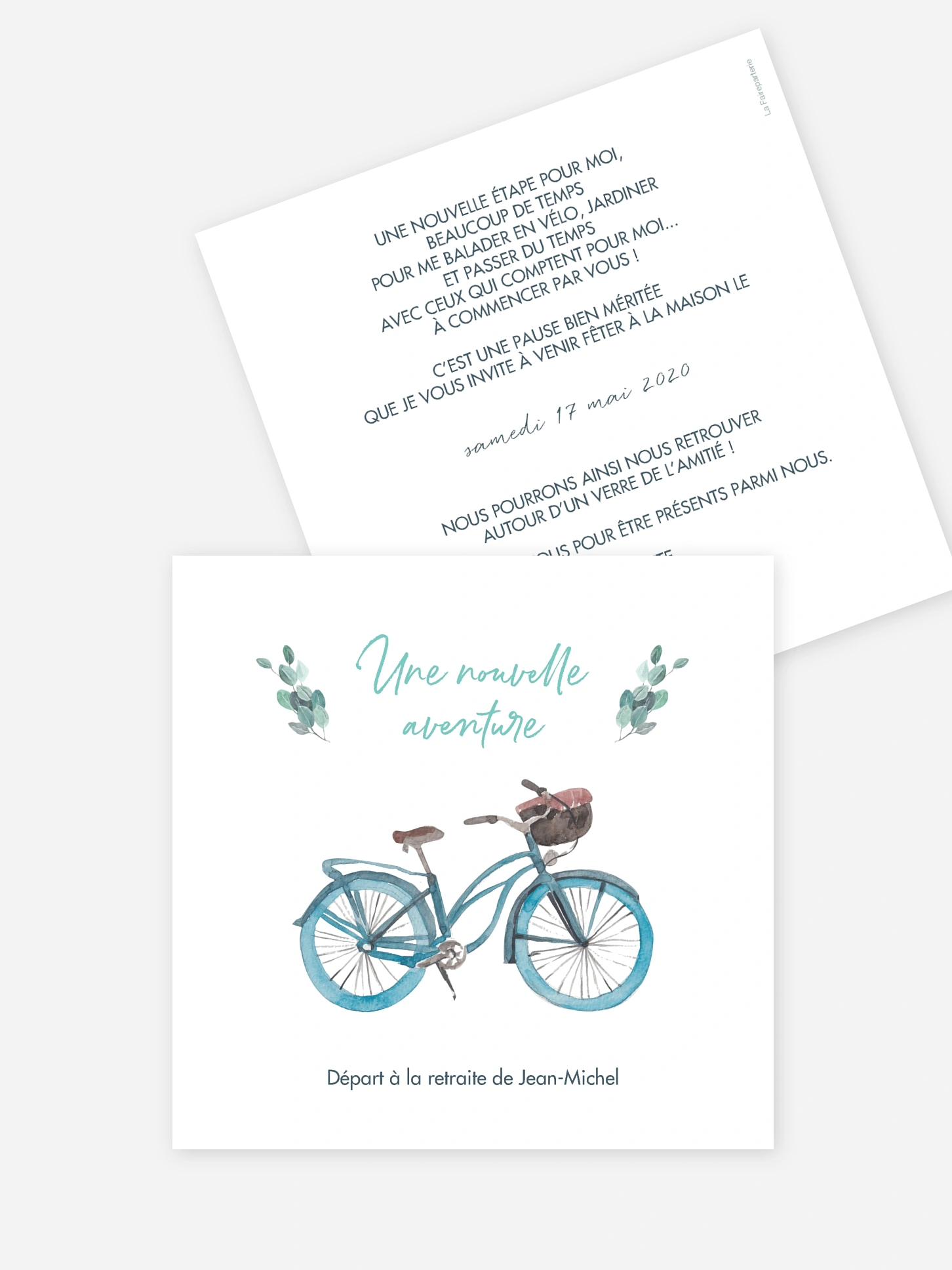 Carte invitation départ retraite Une nouvelle aventure