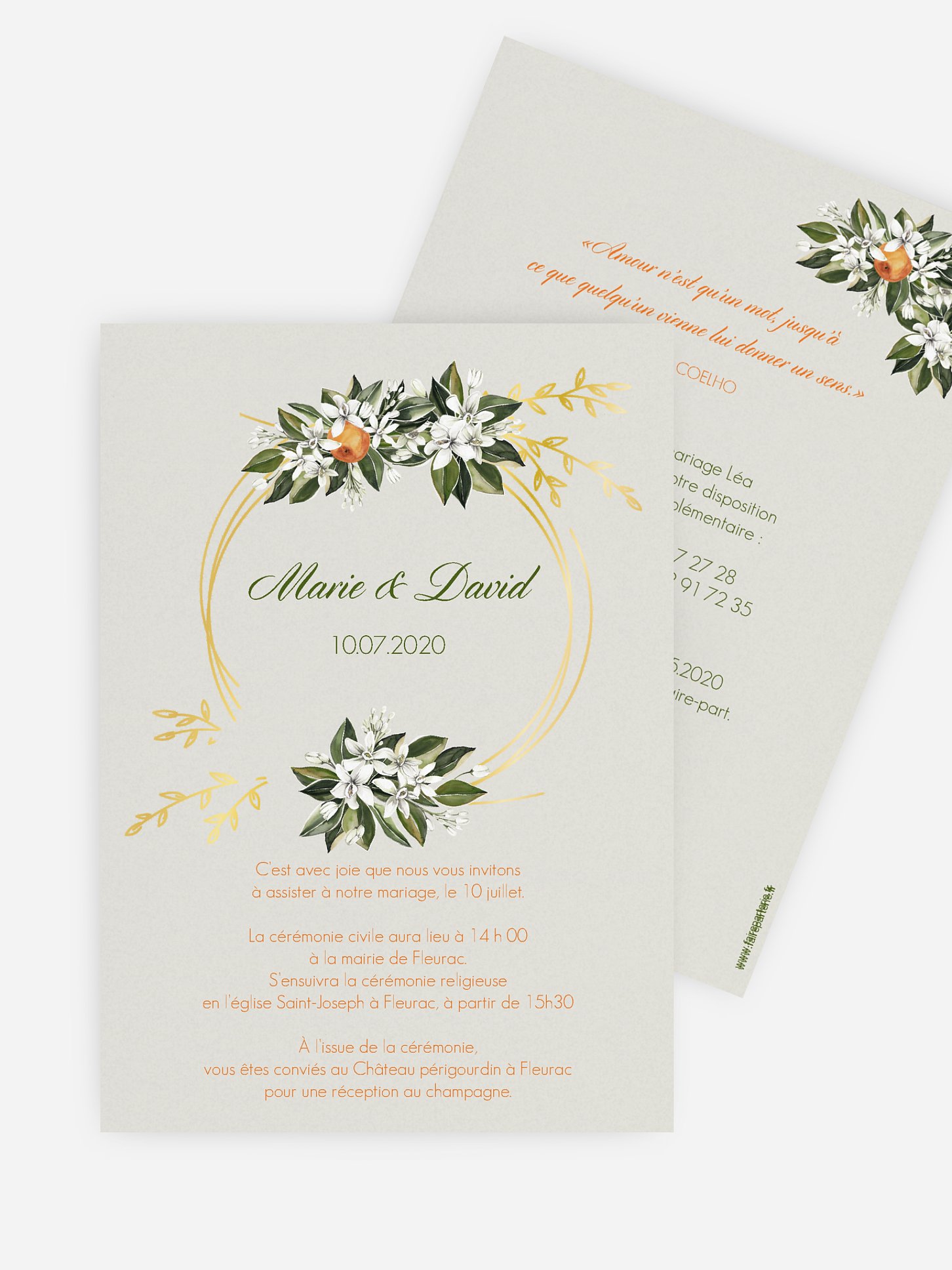 Faire-part mariage Oranger