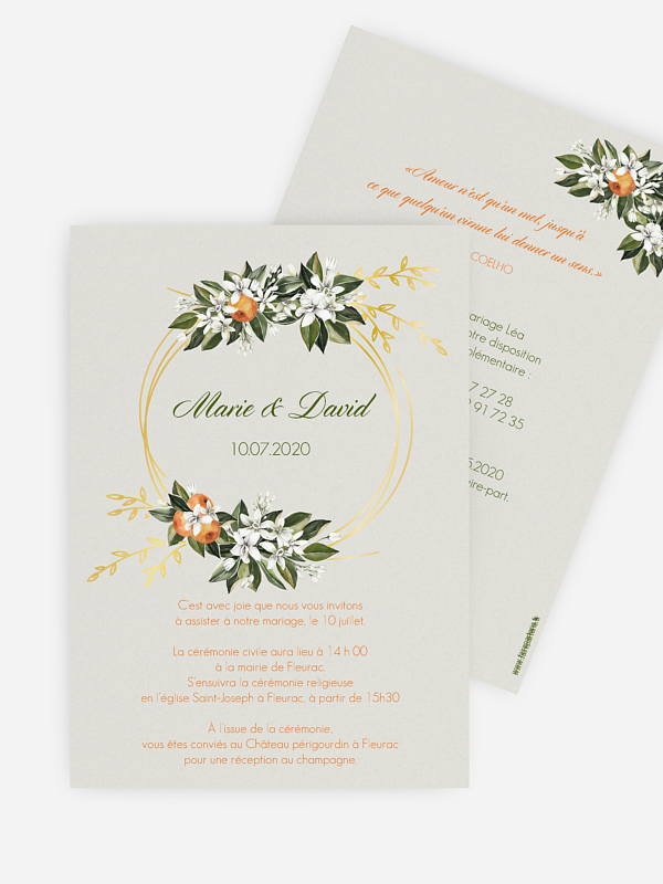 Faire-part mariage Oranger