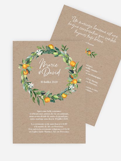 Faire-part mariage Orangerie