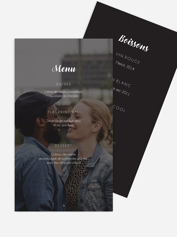 Menu mariage Jeu de transparence