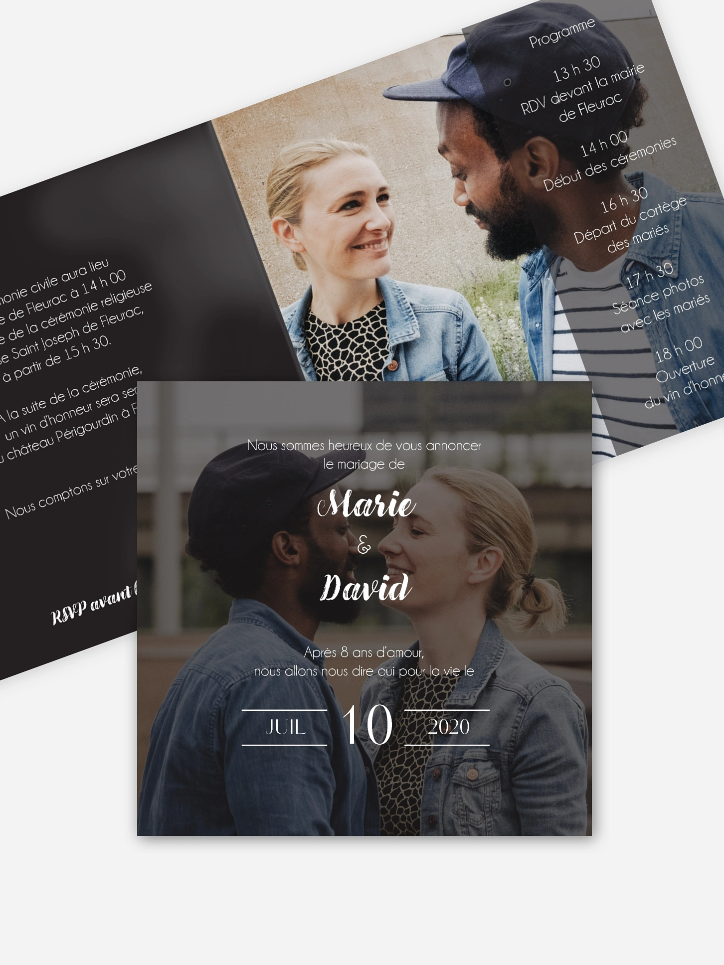 Faire-part de mariage Jeu de transparence