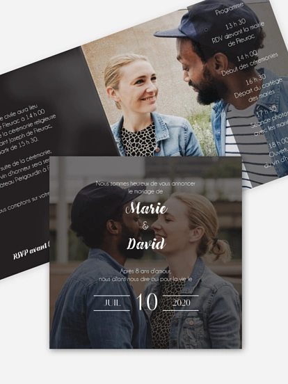 Faire-part de mariage Jeu de transparence