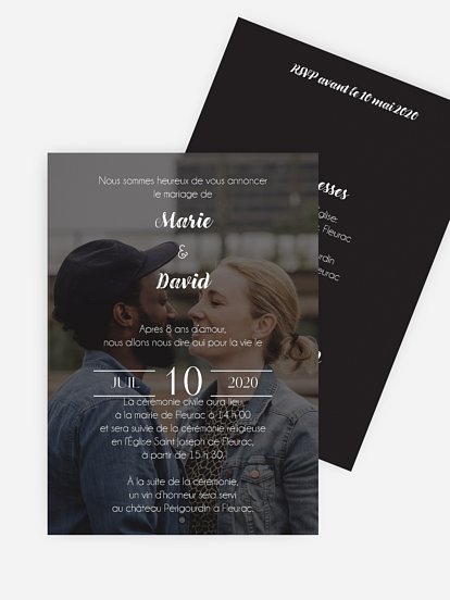 Faire-part de mariage Jeu de transparence