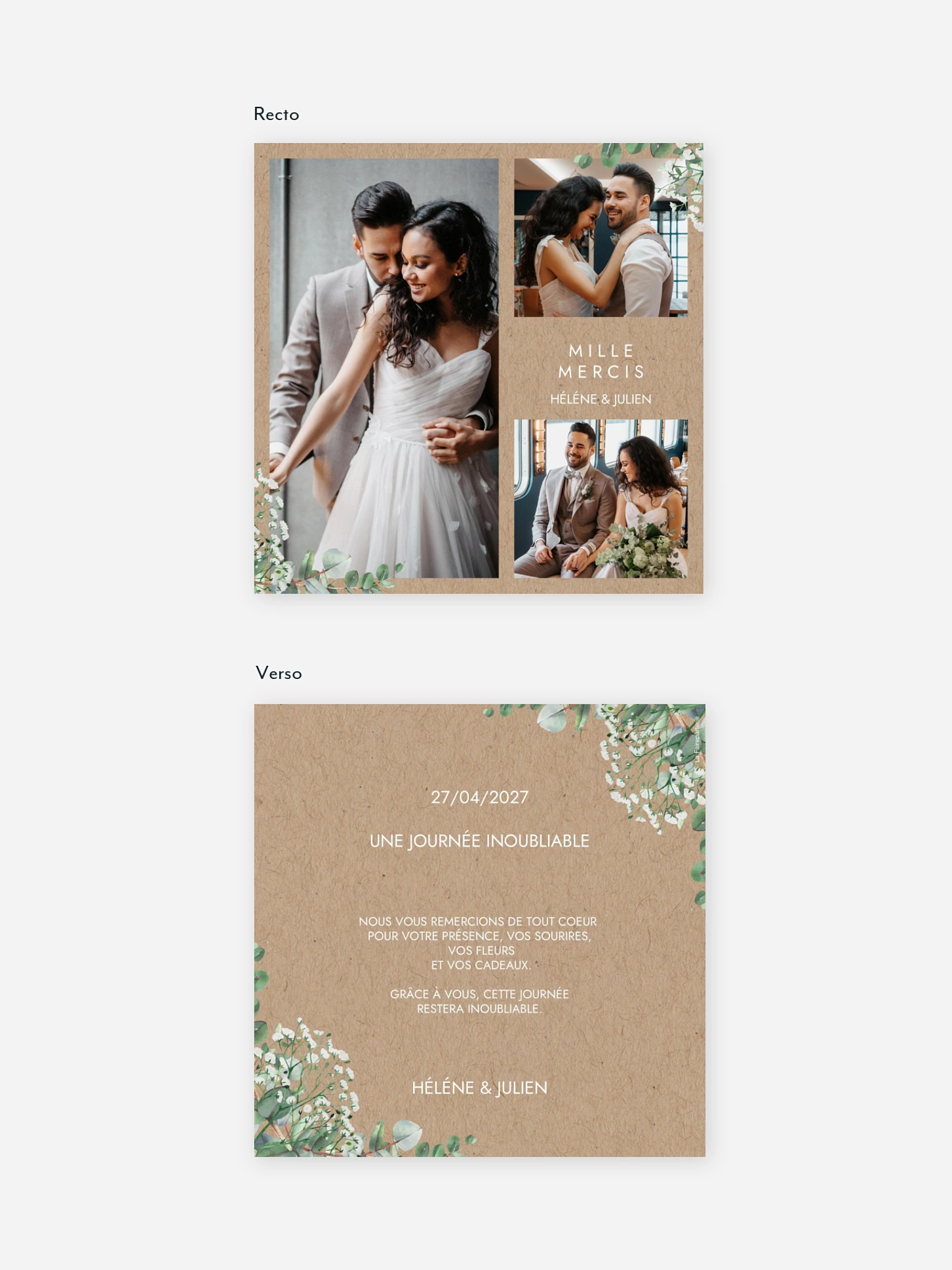 Carte de remerciements Gypsophile