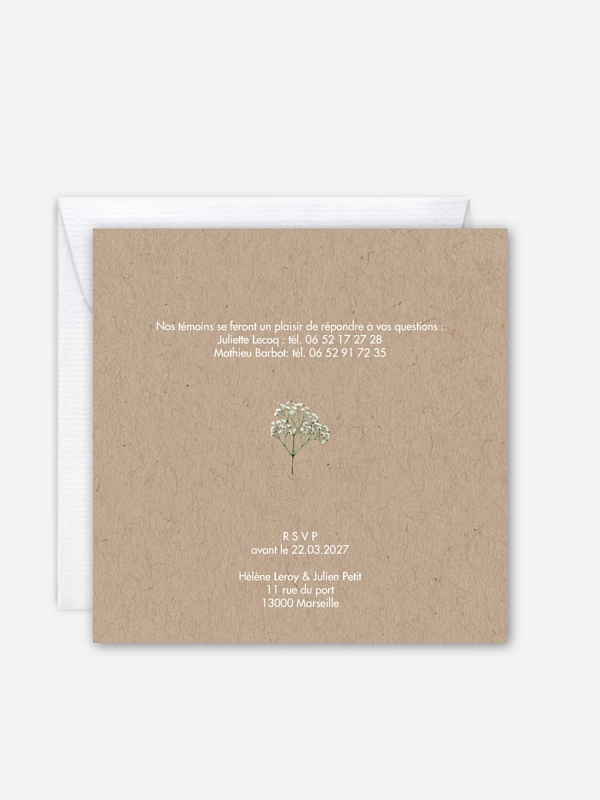 Faire-part mariage Gypsophile