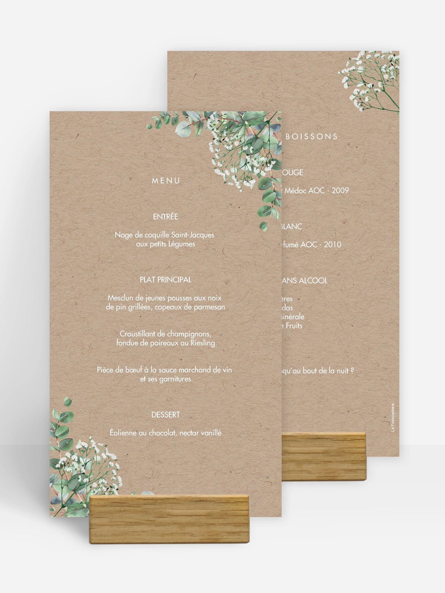 Menu mariage Gypsophile