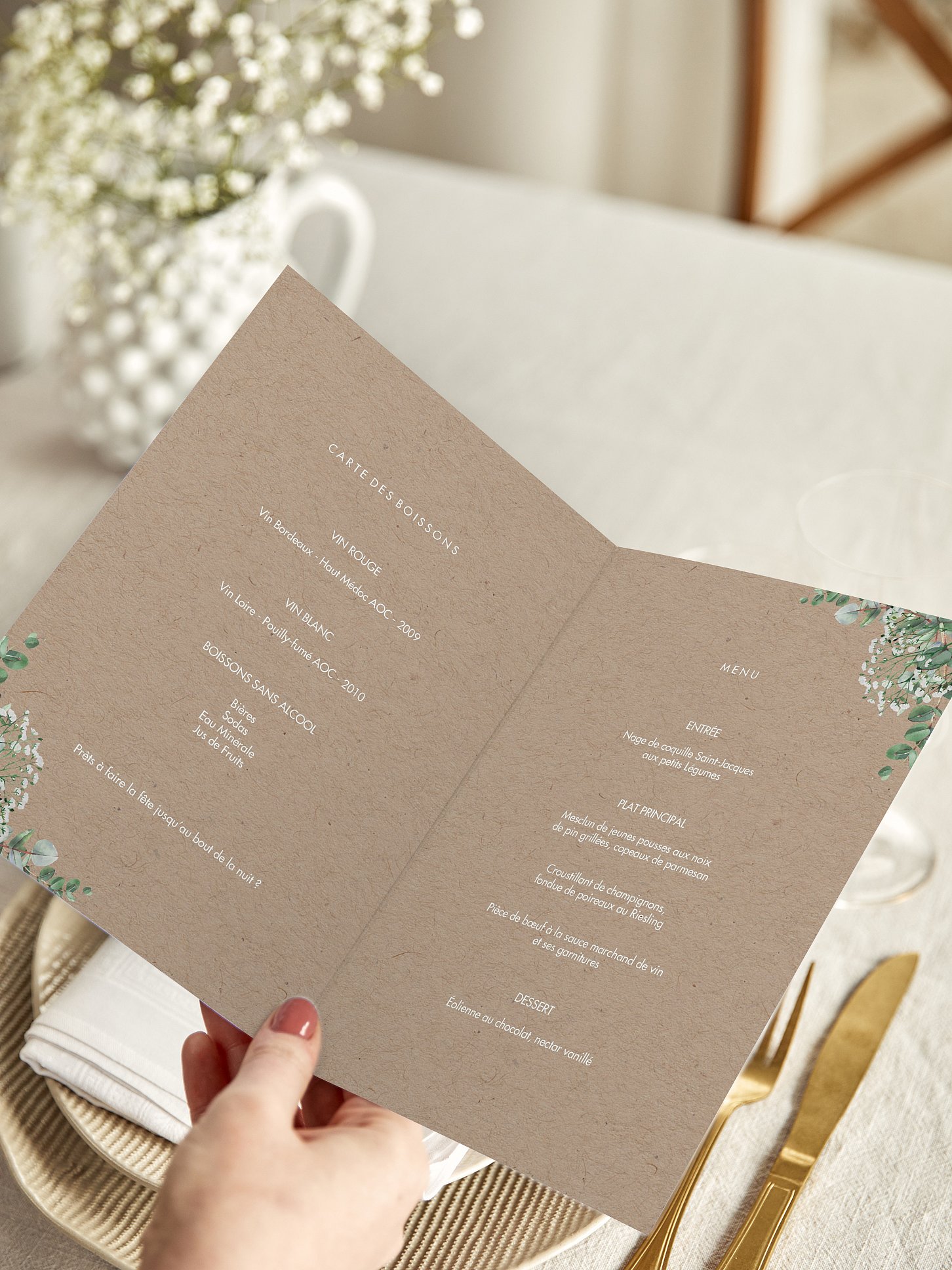 Menu mariage Gypsophile