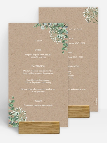 Menu mariage Gypsophile