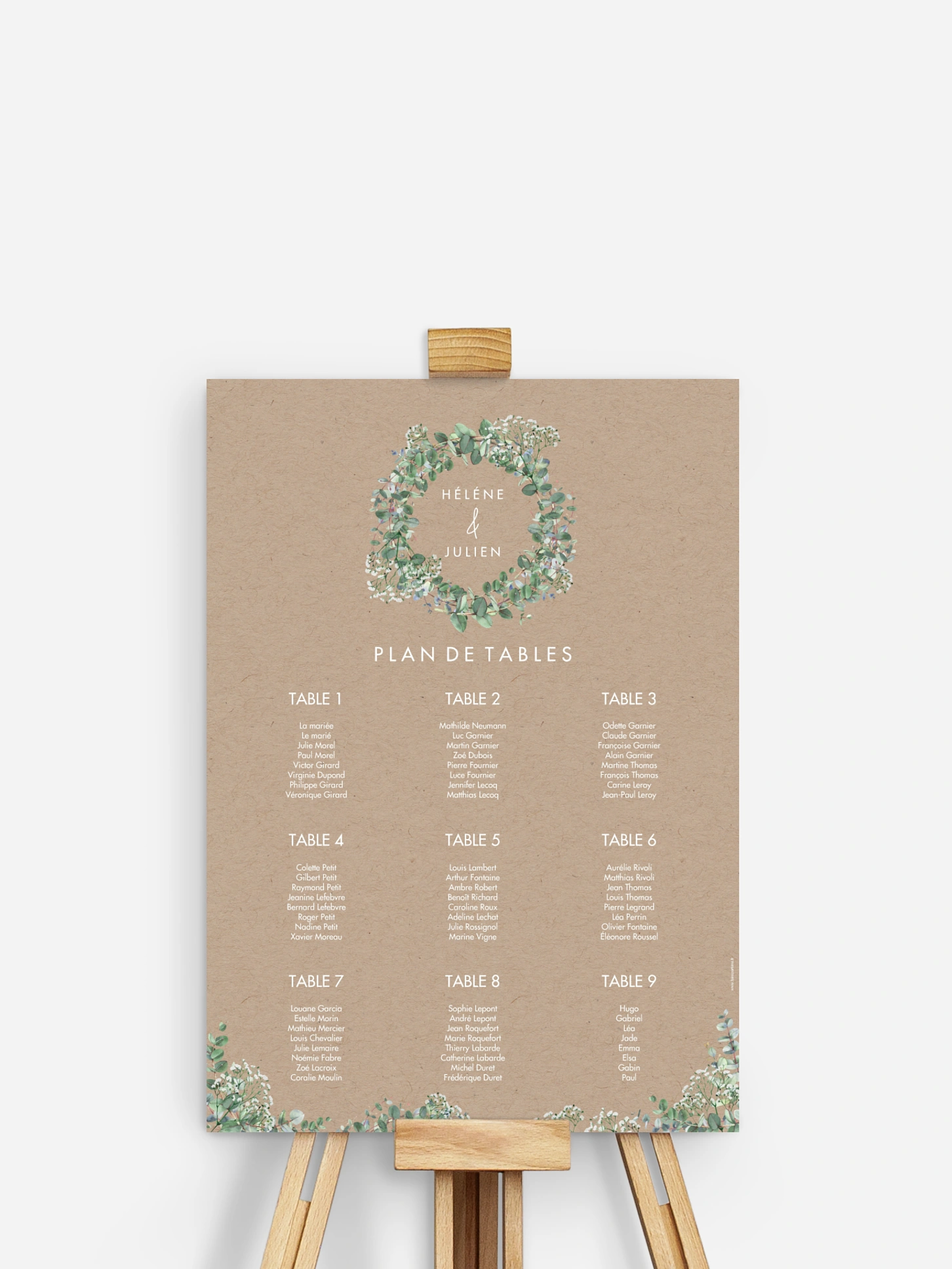 Poster plan de table mariage Gypsophile