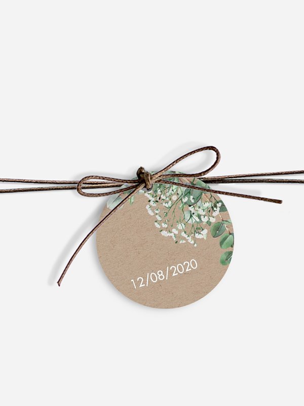 Étiquette avec ruban Gypsophile