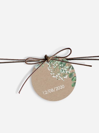 Étiquette avec ruban Gypsophile