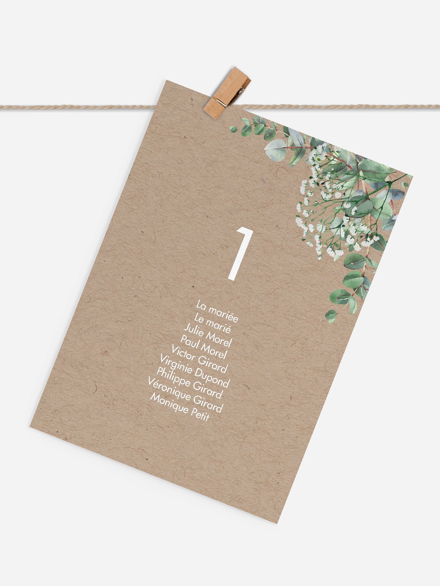 Cartons plan de table mariage Gypsophile
