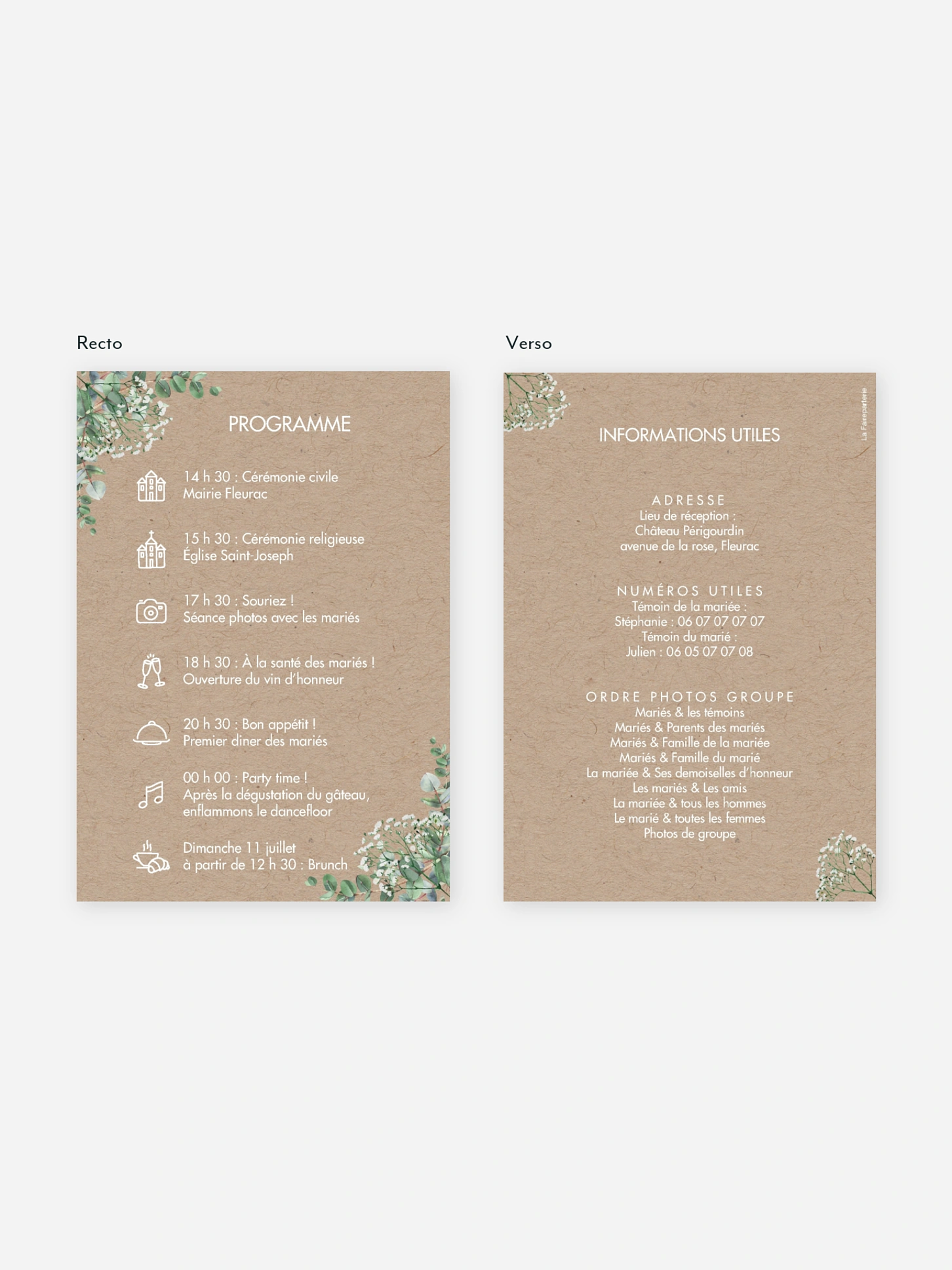Programme mariage Gypsophile