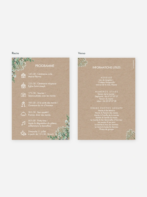 Programme mariage Gypsophile