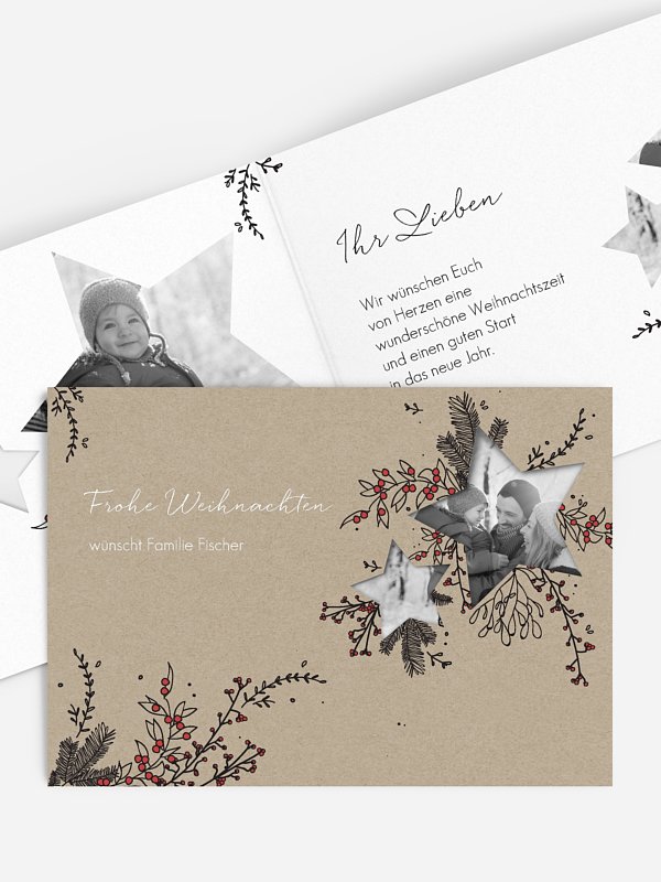 Weihnachtskarte Pine & Holly gestanzt