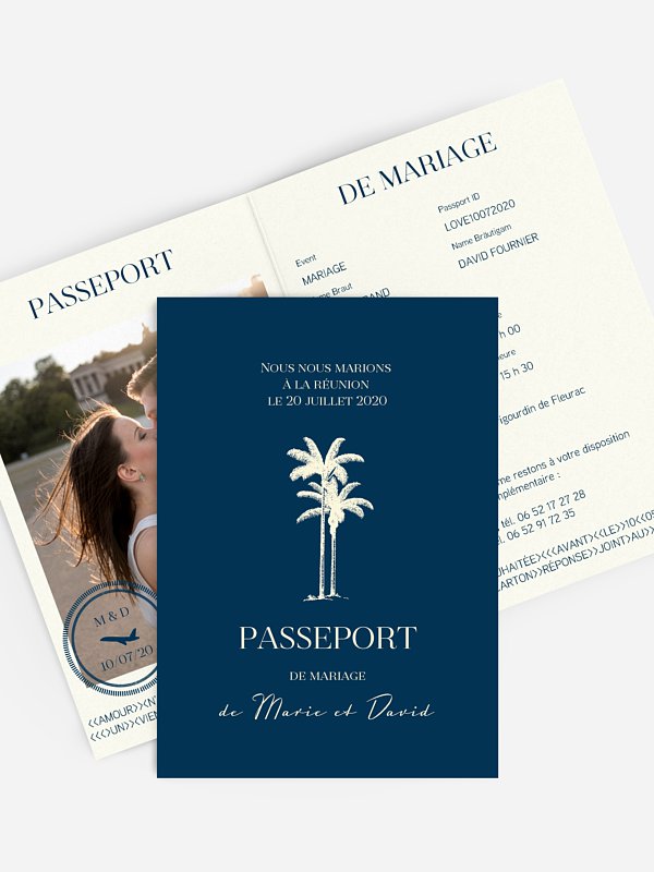 Faire-part mariage Passeport tropique