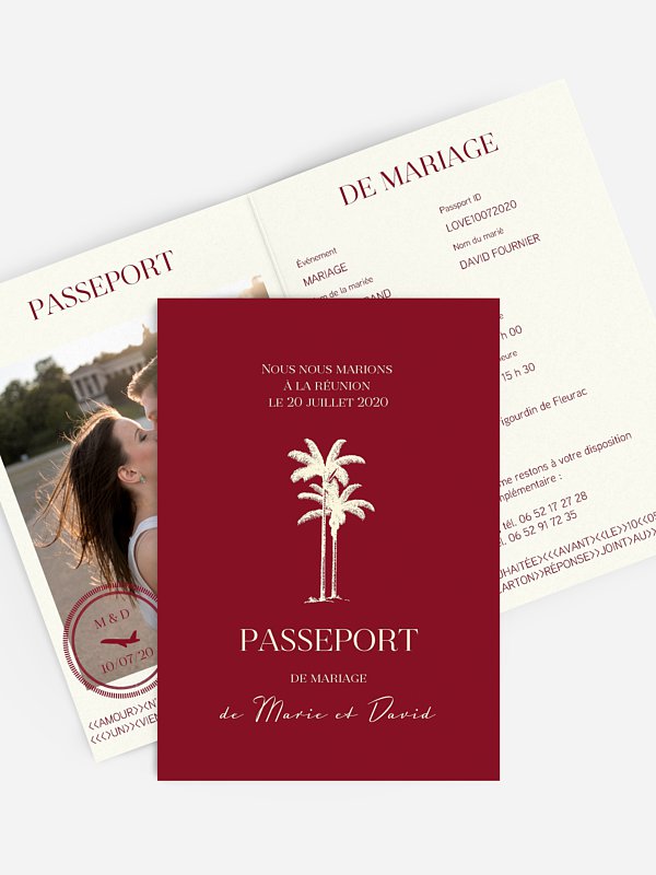 Faire-part mariage Passeport tropique