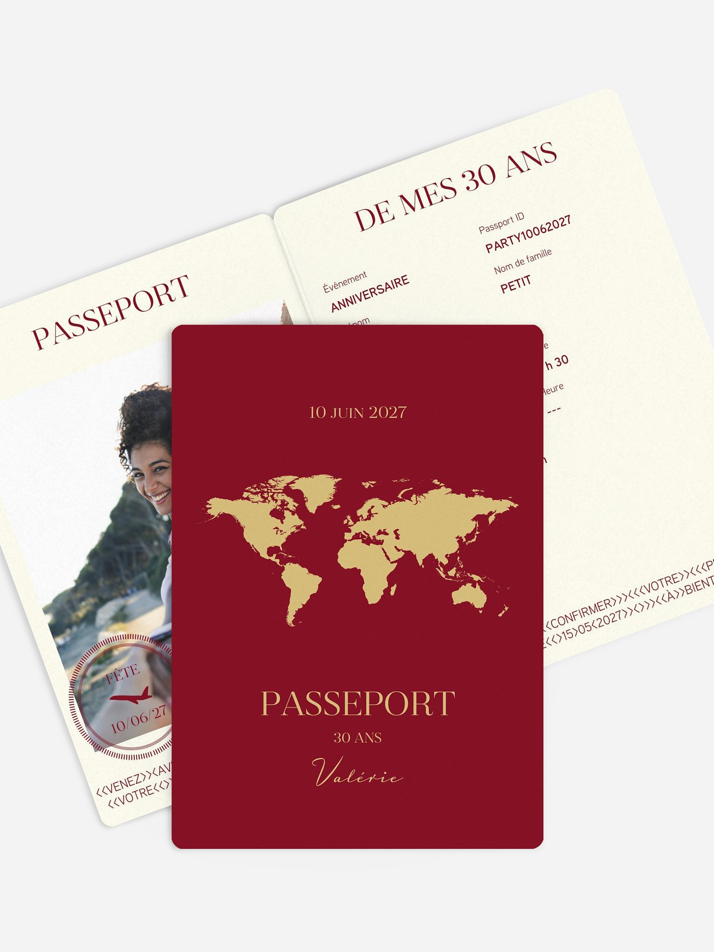 invitation anniversaire 30 Passeport chic