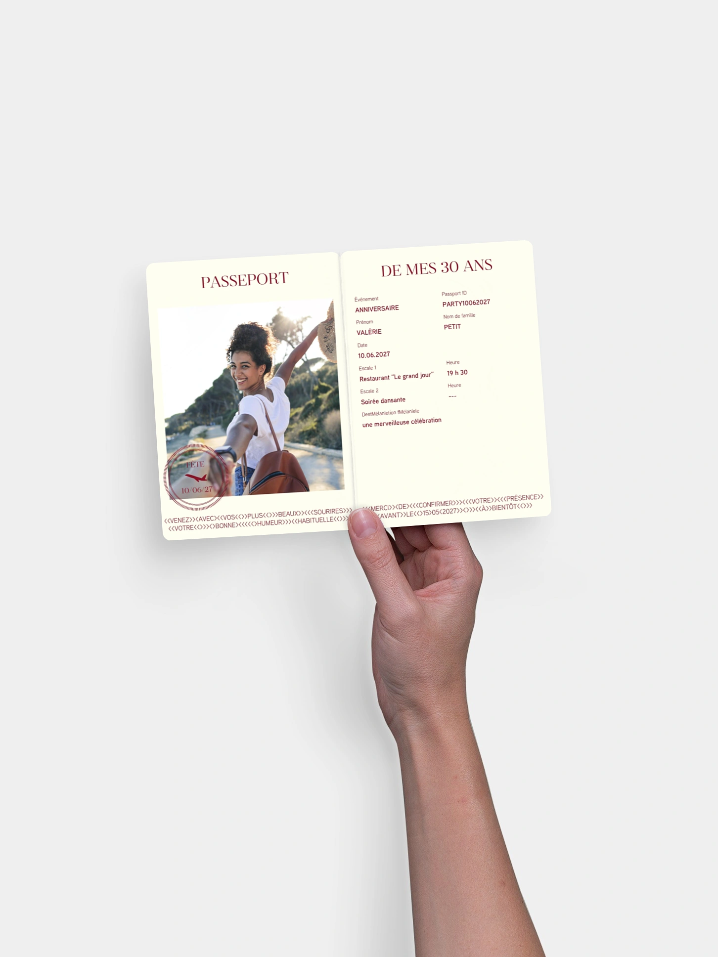 invitation anniversaire 30 Passeport chic